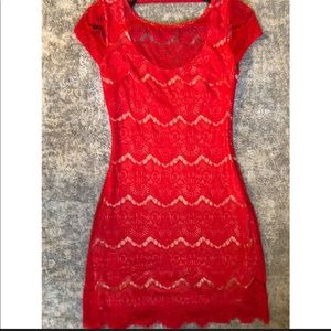 Bebe coral lace dress